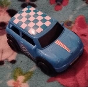 Blue Checkered Toy Car